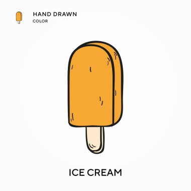 Dondurma El renkli simge çizdi. Modern vektör illüstrasyon kavramları. Düzenlemesi ve kişiselleştirmesi kolay