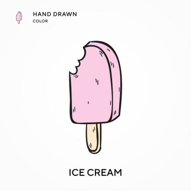 Dondurma El renkli simge çizdi. Modern vektör illüstrasyon kavramları. Düzenlemesi ve kişiselleştirmesi kolay