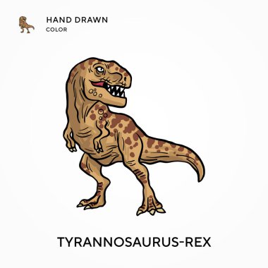 Tyrannosaurus-rex Hand renk simgesi çizdi. Modern vektör illüstrasyon kavramları. Düzenlemesi ve kişiselleştirmesi kolay