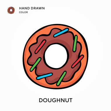 Donut El renk ikonu çizdi. Modern vektör illüstrasyon kavramları. Düzenlemesi ve kişiselleştirmesi kolay