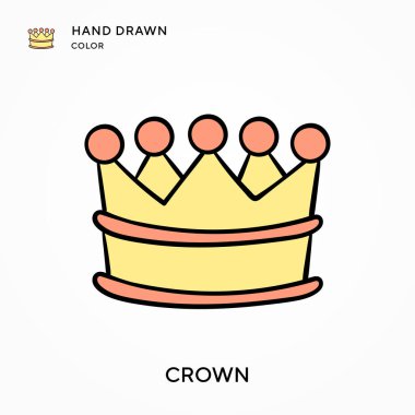 Crown Hand renkli simge çizdi. Modern vektör illüstrasyon kavramları. Düzenlemesi ve kişiselleştirmesi kolay