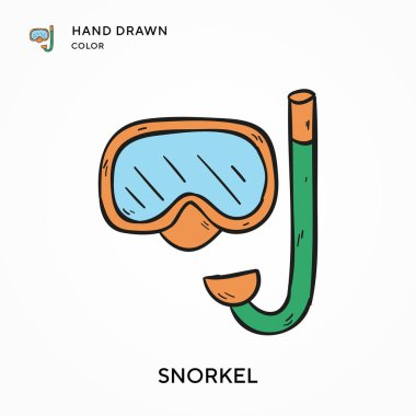 Şnorkel El renk simgesi çizdi. Modern vektör illüstrasyon kavramları. Düzenlemesi ve kişiselleştirmesi kolay