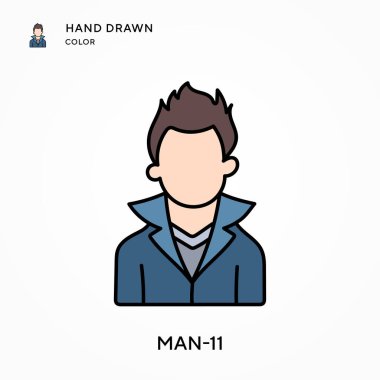 Man-11 Hand renk simgesi çizdi. Modern vektör illüstrasyon kavramları. Düzenlemesi ve kişiselleştirmesi kolay