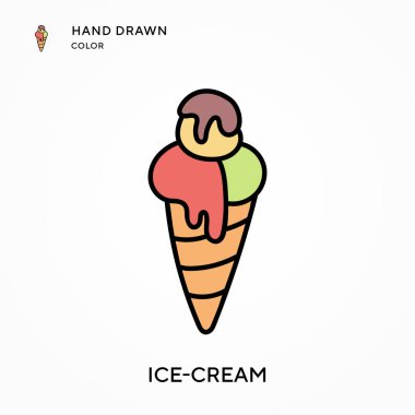 Dondurma El renkli simge çizdi. Modern vektör illüstrasyon kavramları. Düzenlemesi ve kişiselleştirmesi kolay