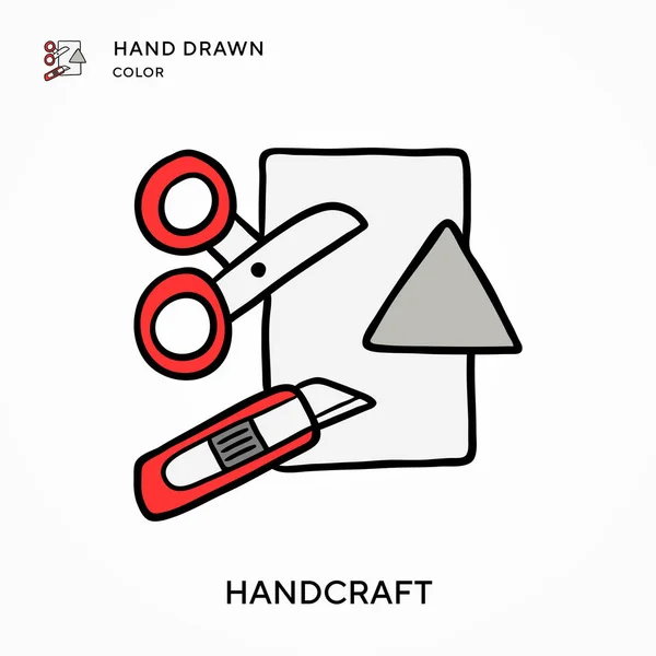 Handwerk Hand Getekend Kleurenpictogram Moderne Vector Illustratie Concepten Eenvoudig Bewerken — Stockvector