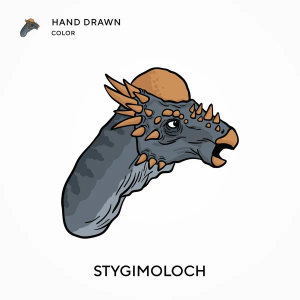 Stygimoloch Icône Couleur Dessinée Main Concepts Modernes Illustration Vectorielle Facile — Image vectorielle