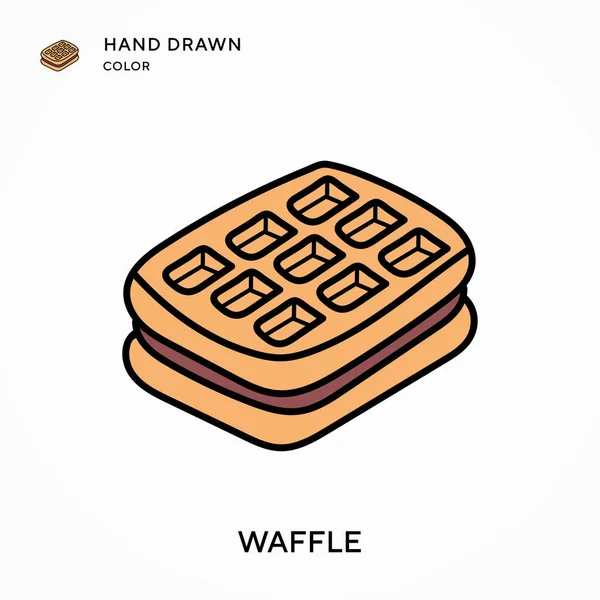 Waffle Hand Drawn Color Icon Modern Vector Illustration Concepts Easy — Stock Vector