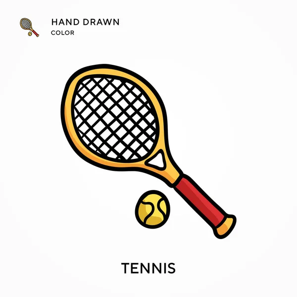 Tennis Icône Couleur Dessinée Main Concepts Modernes Illustration Vectorielle Facile — Image vectorielle