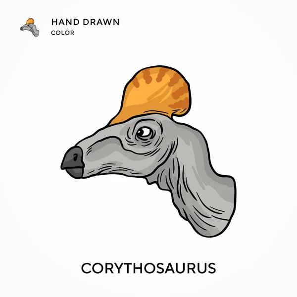Corythosaurus Icône Couleur Dessinée Main Concepts Modernes Illustration Vectorielle Facile — Image vectorielle