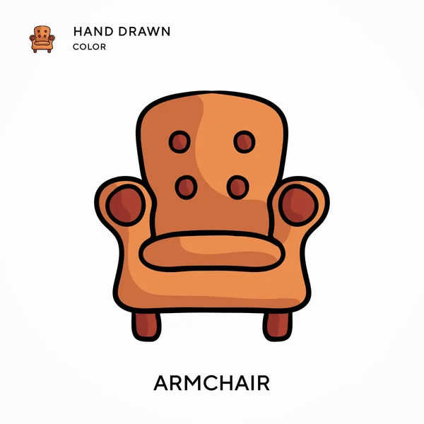 Fauteuil Hand Getekend Kleur Pictogram Moderne Vector Illustratie Concepten Eenvoudig — Stockvector