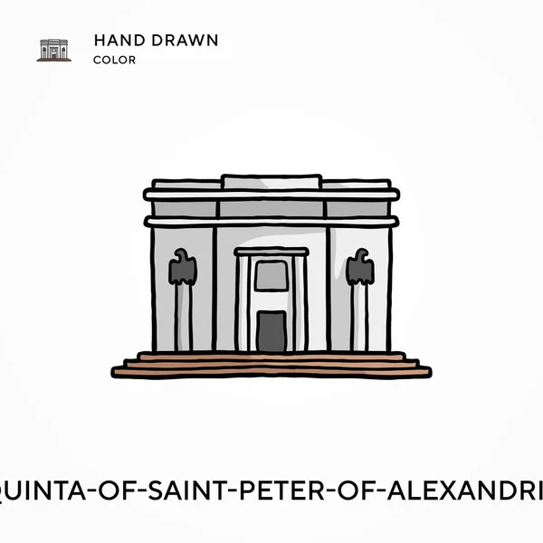 Quinta Santo Pedro Alexandria Ícone Cores Desenhado Mão Conceitos Modernos — Vetor de Stock
