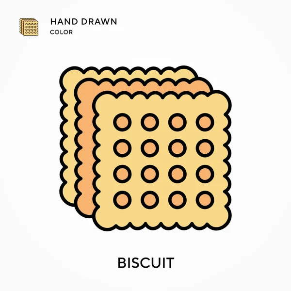 Biscuit Hand Drawn Color Icon Modern Vector Illustration Concepts Easy — Stock Vector