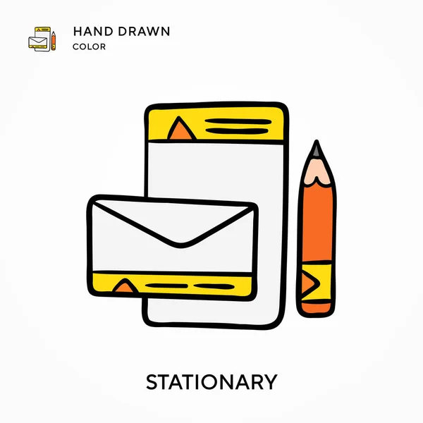 Stationair Hand Getekend Kleurenpictogram Moderne Vector Illustratie Concepten Eenvoudig Bewerken — Stockvector