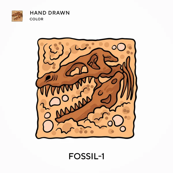 Fossil Icona Colori Disegnata Mano Concetti Moderni Illustrazione Vettoriale Facile — Vettoriale Stock