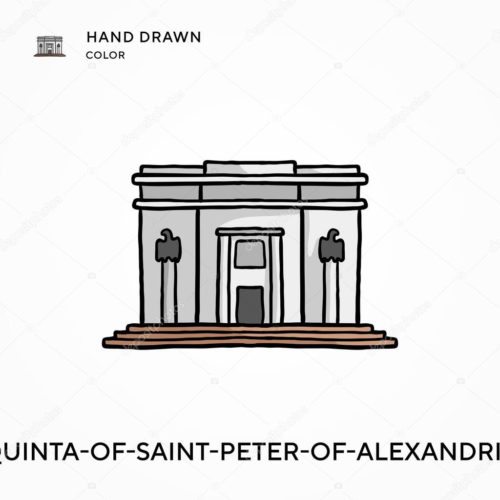 Quinta-of-saint-peter-of-alexandria Hand drawn color icon. Modern vector illustration concepts. Easy to edit and customize