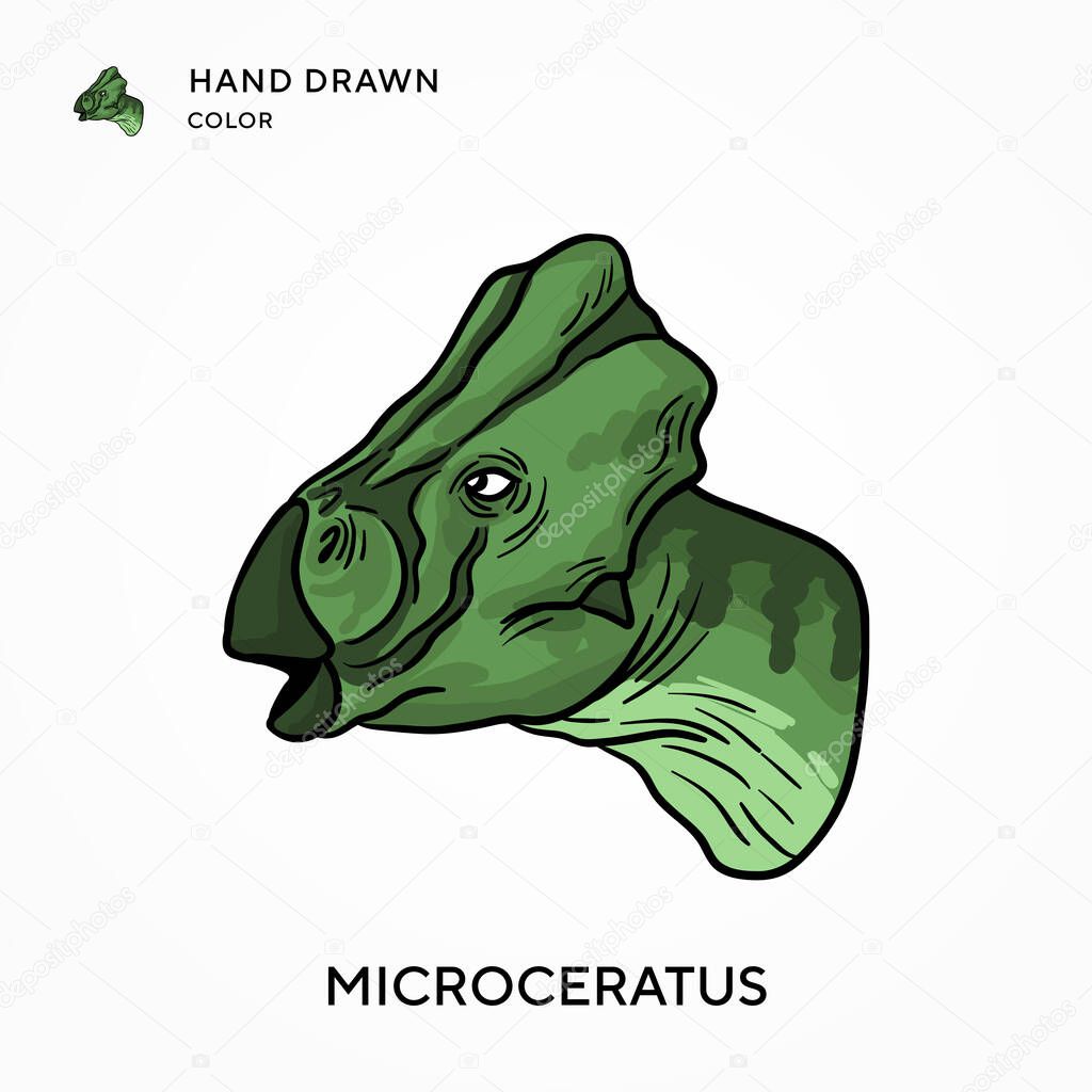 Microceratus Hand drawn color icon. Modern vector illustration concepts. Easy to edit and customize
