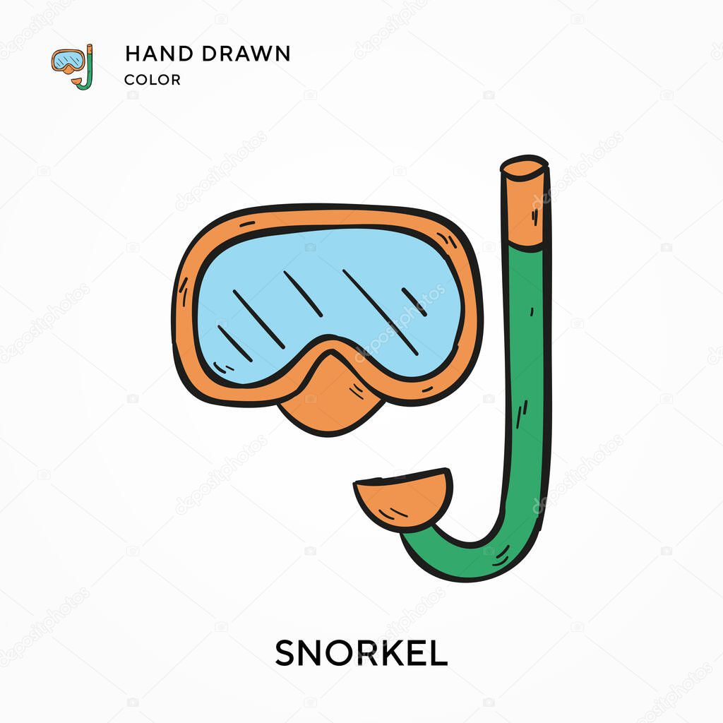 Snorkel Hand drawn color icon. Modern vector illustration concepts. Easy to edit and customize
