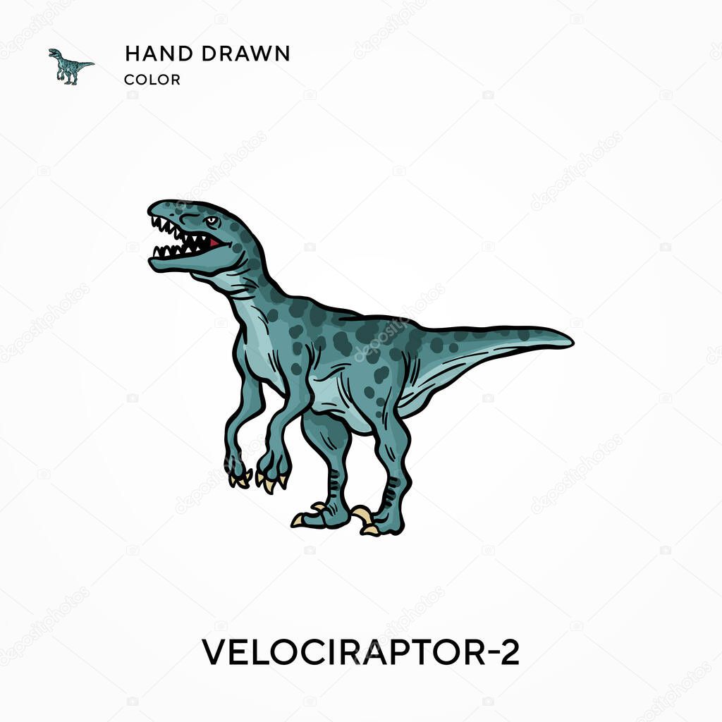 Velociraptor-2 Hand drawn color icon. Modern vector illustration concepts. Easy to edit and customize