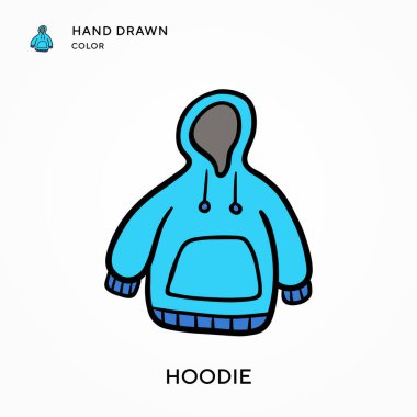 Kapüşonlu El renk ikonu çizdi. Modern vektör illüstrasyon kavramları. Düzenlemesi ve kişiselleştirmesi kolay