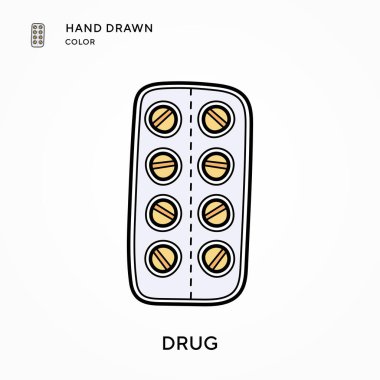 Uyuşturucu El renk simgesi çizdi. Modern vektör illüstrasyon kavramları. Düzenlemesi ve kişiselleştirmesi kolay