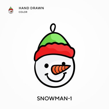 Kardan Adam-1 El çizilmiş renk simgesi. Modern vektör illüstrasyon kavramları. Düzenlemesi ve kişiselleştirmesi kolay