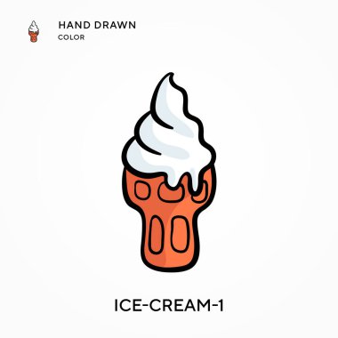 Dondurma-1 El çizimi renk simgesi. Modern vektör illüstrasyon kavramları. Düzenlemesi ve kişiselleştirmesi kolay