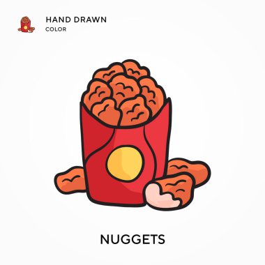 Nugget Hand çizilmiş renk simgesi. Modern vektör illüstrasyon kavramları. Düzenlemesi ve kişiselleştirmesi kolay