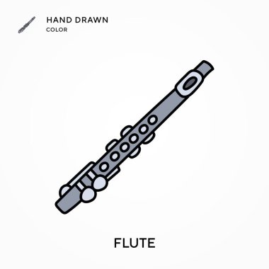 Flüt El renkli simge çizdi. Modern vektör illüstrasyon kavramları. Düzenlemesi ve kişiselleştirmesi kolay