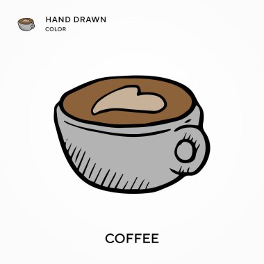 Kahve El renk ikonu çizdi. Modern vektör illüstrasyon kavramları. Düzenlemesi ve kişiselleştirmesi kolay