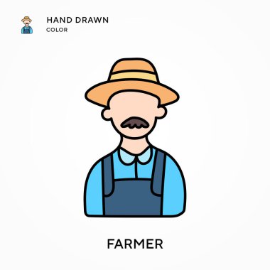 Çiftçi El renk ikonu çizdi. Modern vektör illüstrasyon kavramları. Düzenlemesi ve kişiselleştirmesi kolay