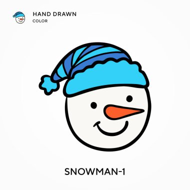 Kardan Adam-1 El çizilmiş renk simgesi. Modern vektör illüstrasyon kavramları. Düzenlemesi ve kişiselleştirmesi kolay