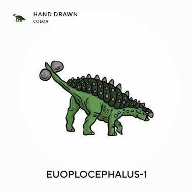 Euoplocephalus-1 El renkli simge çizdi. Modern vektör illüstrasyon kavramları. Düzenlemesi ve kişiselleştirmesi kolay