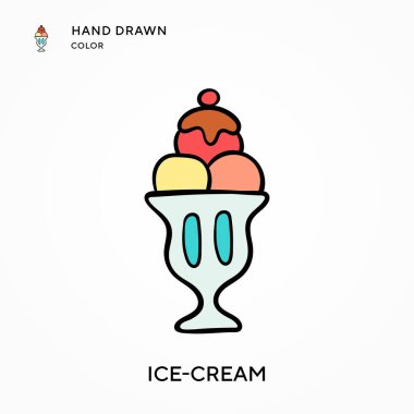 Dondurma El renkli simge çizdi. Modern vektör illüstrasyon kavramları. Düzenlemesi ve kişiselleştirmesi kolay