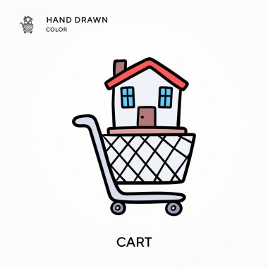 Araba El renk simgesi çizdi. Modern vektör illüstrasyon kavramları. Düzenlemesi ve kişiselleştirmesi kolay