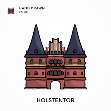 Holstentor Hand renk simgesi çizdi. Modern vektör illüstrasyon kavramları. Düzenlemesi ve kişiselleştirmesi kolay
