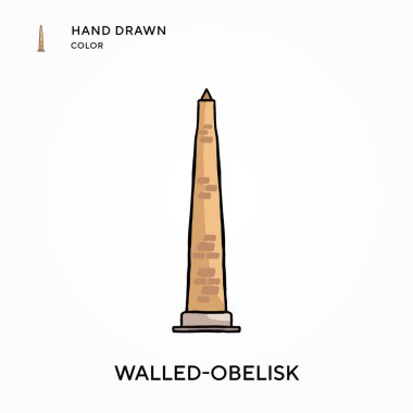 Duvarlı Dikilitaş El renkli simge çizdi. Modern vektör illüstrasyon kavramları. Düzenlemesi ve kişiselleştirmesi kolay