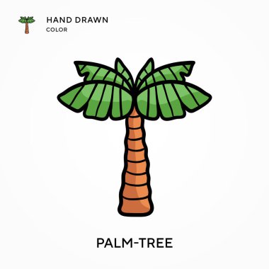 Palmiye ağacı eli renkli simge çizdi. Modern vektör illüstrasyon kavramları. Düzenlemesi ve kişiselleştirmesi kolay