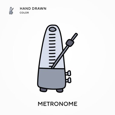 Metronome Hand renk simgesi çizdi. Modern vektör illüstrasyon kavramları. Düzenlemesi ve kişiselleştirmesi kolay