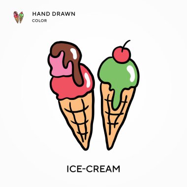 Dondurma El renkli simge çizdi. Modern vektör illüstrasyon kavramları. Düzenlemesi ve kişiselleştirmesi kolay