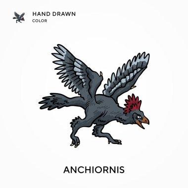 Anchiornis Hand renk simgesi çizdi. Modern vektör illüstrasyon kavramları. Düzenlemesi ve kişiselleştirmesi kolay