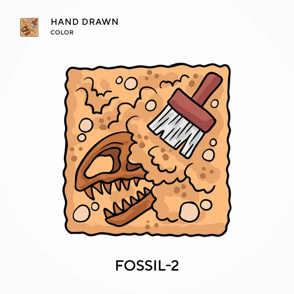 Fossil Icono Color Dibujado Mano Conceptos Modernos Ilustración Vectorial Fácil — Archivo Imágenes Vectoriales