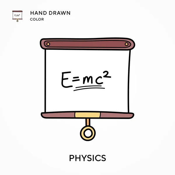 Physik Handgezeichnetes Farbsymbol Moderne Konzepte Zur Vektorillustration Einfach Bearbeiten Und — Stockvektor