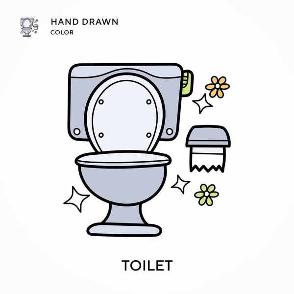 厕所手绘彩绘图标 现代矢量图解概念 容易编辑和定制 — 图库矢量图片