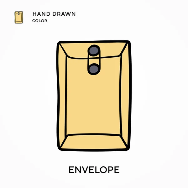 Enveloppe Icône Couleur Dessinée Main Concepts Modernes Illustration Vectorielle Facile — Image vectorielle