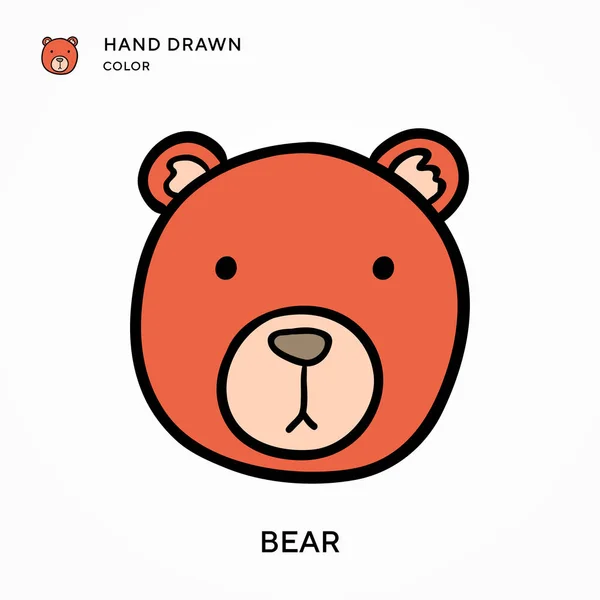 Медведь Ручной Рисунок Цвета Значок Современные Векторные Иллюстрации Простота Редактирования — стоковый вектор