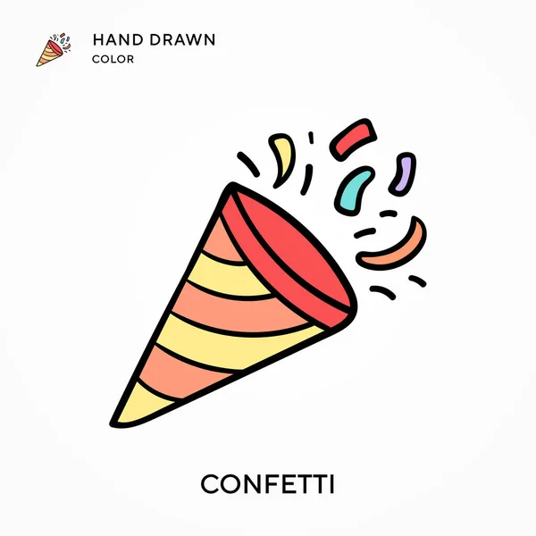 Confetti Ícone Cor Desenhado Mão Conceitos Modernos Ilustração Vetorial Fácil — Vetor de Stock