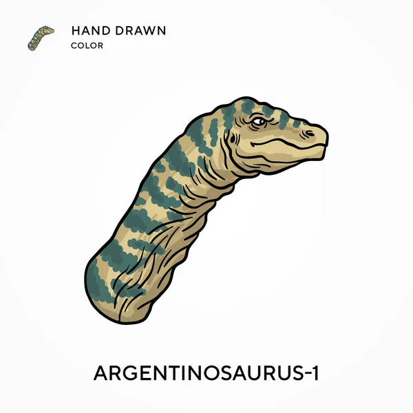 Argentinosaurus Icône Couleur Dessinée Main Concepts Modernes Illustration Vectorielle Facile — Image vectorielle