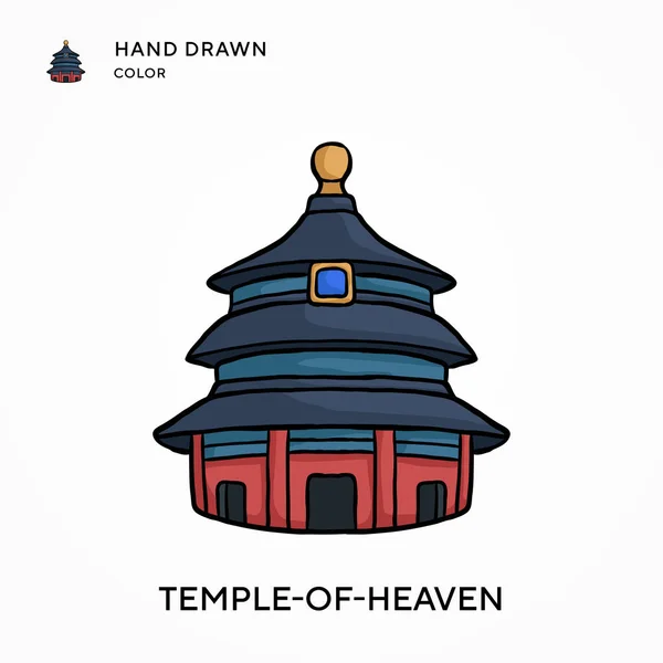 Temple Heaven Ícone Cor Desenhado Mão Conceitos Modernos Ilustração Vetorial — Vetor de Stock
