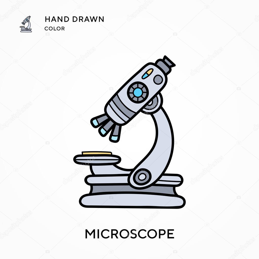 Microscope Hand drawn color icon. Modern vector illustration concepts. Easy to edit and customize