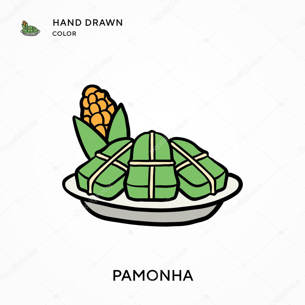 Pamonha Hand drawn color icon. Modern vector illustration concepts. Easy to edit and customize